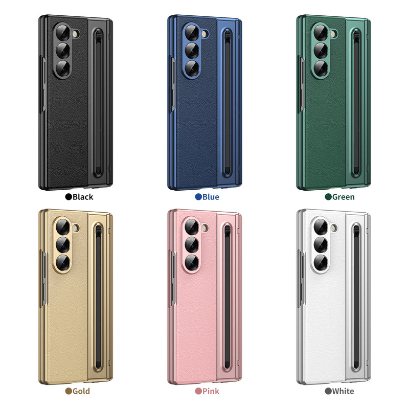 Load image into Gallery viewer, [Built-in Card Slot] Samsung Galaxy Z Fold7 Folding Electroplated PU Leather Case with Tempered Glass Screen Protector
