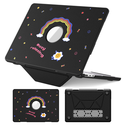 [Built-in Stand] Apple MacBook Pro 14 (A2442 & A2779 & A2918) - Cute Leather Anti-Shock Cooling Case - i-Station Mobile Phone & Electronic Device Repair and Accessories