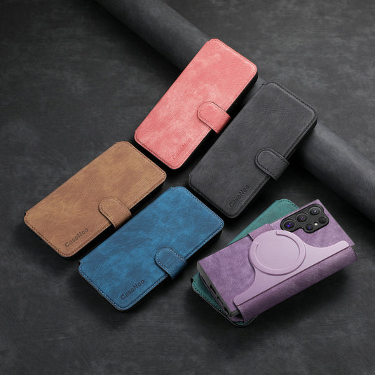 [Magsafe Compatible][Detachable] Samsung Galaxy A17 (SM-A176) Leather Flip Shockproof Wallet Series Case With Card Slot