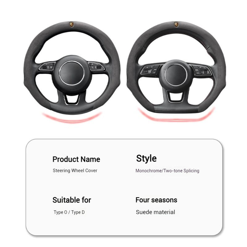 Load image into Gallery viewer, [36/38 CM] Porsche Suede Car Steering Wheel Covers With Logo For Cayenne, Macan, Panamera, 718 Boxster, Cayman - i-Station Mobile Phone &amp; Electronic Device Repair and Accessories
