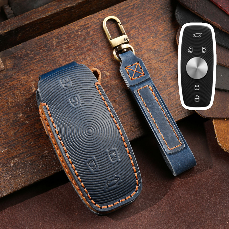 Load image into Gallery viewer, Roewe Handcrafted Genuine Leather Car Key Fob Case Cover For Roewe iMAX8
