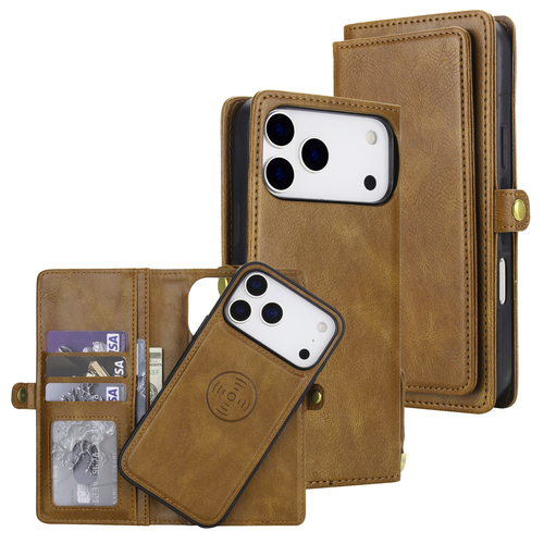 [Magsafe Compatible][With Card Slot] Apple iPhone 17/Air/Pro/Max Detachable PU Leather Flip Wallet Shockproof Case