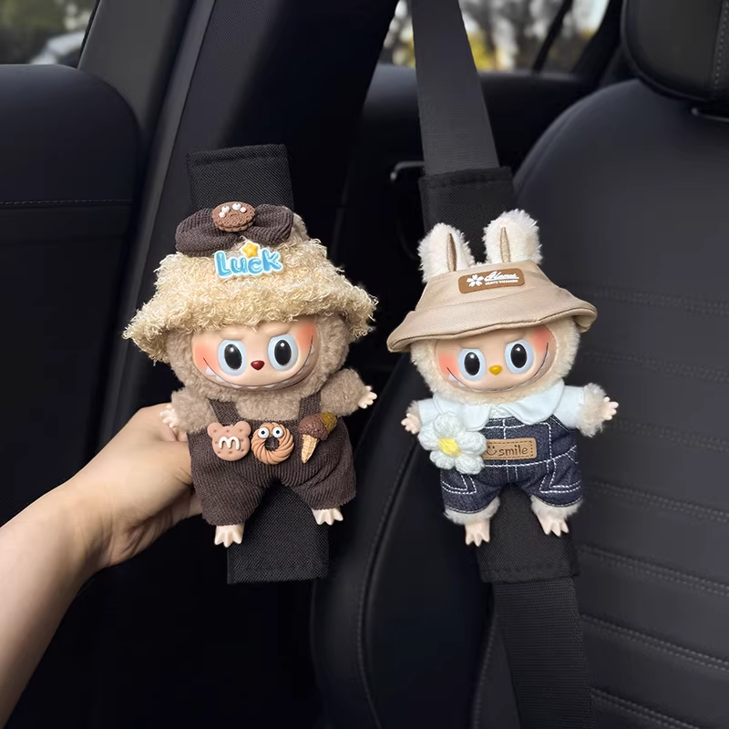 Load image into Gallery viewer, Labubu Cute Plush Car Seatbelt Shoulder Cover
