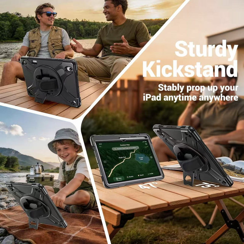 Load image into Gallery viewer, Samsung Galaxy Tab S12 Plus (2026) 12.4" - Heavy Duty 360 Degree Rotate Stand Hand Strap Case With Shoulder Strap
