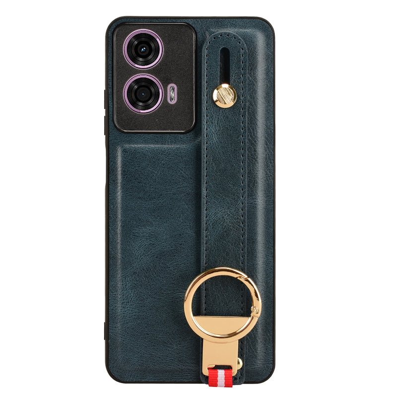 Load image into Gallery viewer, [With Ring Bracket][Built-in Wrist Wrap] Motorola Moto G04s Simple Retro Genuine Leather Series Case
