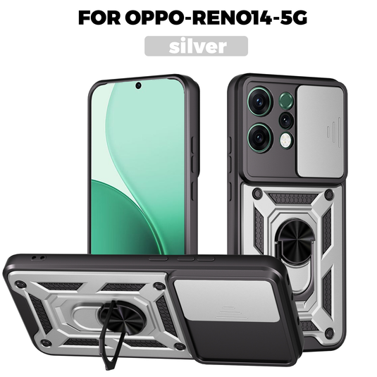 [With Ring Kickstand][Camera Cover] OPPO Reno14/F/Pro Shield Shockproof Rugged Heavy Duty Case