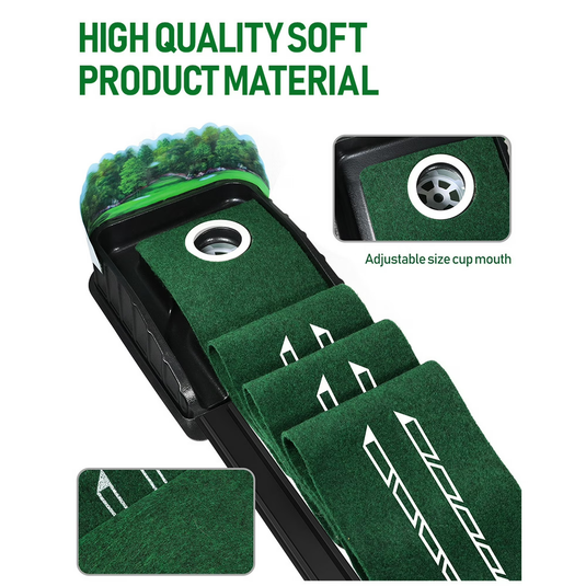 Portable Golf Putting Mat Indoor & Outdoor Practice Trainer with Automatic Ball Return & Obstacles - i-Station Mobile Phone & Electronic Device Repair and Accessories