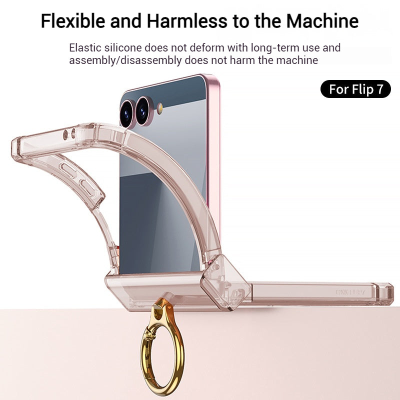Load image into Gallery viewer, Samsung Galaxy Z Flip7 PC + TPU Full Covered Hinge Transparent Airbag Foldable Ring Case
