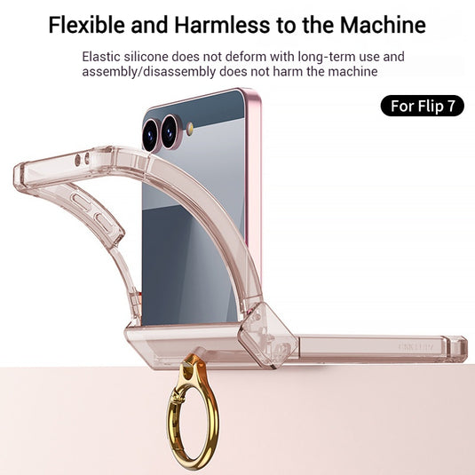 Samsung Galaxy Z Flip7 PC + TPU Full Covered Hinge Transparent Airbag Foldable Ring Case