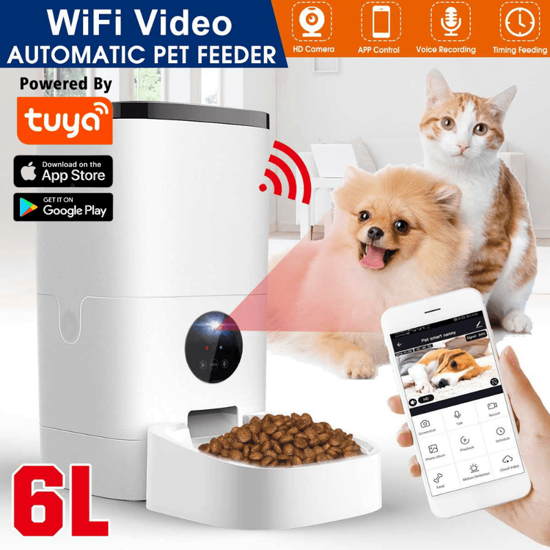 Load image into Gallery viewer, [TUYA Smart Home] 6L Large Pet Cat Dog Smart Automatic Auto Feeder Food Dispenser With HD Camera With APP Control - Polar Tech Australia
