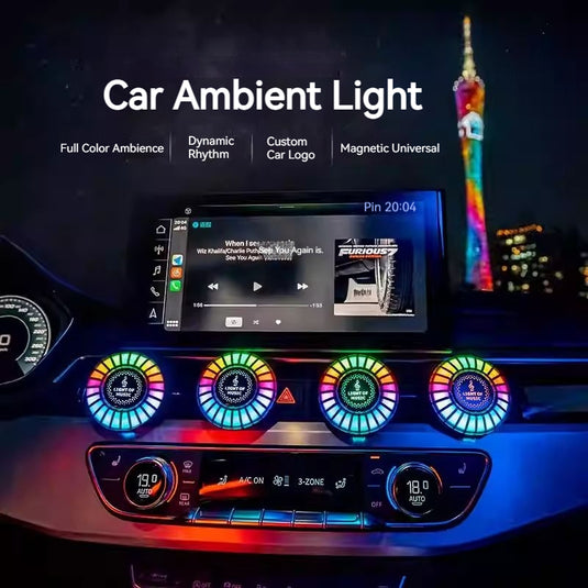 Car RGB Voice Control Synchronous Rhythm Light Colorful Music Ambient Magnetic Light