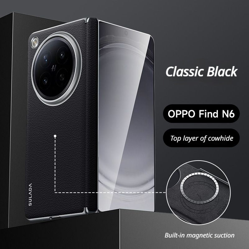 Load image into Gallery viewer, [Magsafe Compatible] OPPO Find N6 - Genuine Leather Magnetic Central Hinge Shockproof Protective Case - i-Station Mobile Phone &amp; Electronic Device Repair and Accessories
