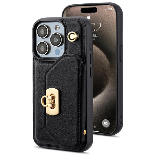 [With Card Slot] Apple iPhone 11 Lock Buckle Leather Shockproof Wallet Series Case