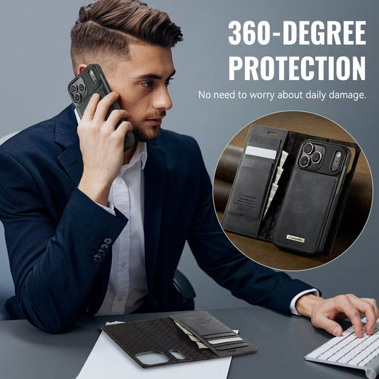 [2 in 1 Magnetic Detachable][With Card Slot] Apple iPhone 17 Pro / iPhone 18 Pro - Multi Functional Flip Leather Wallet Series Case