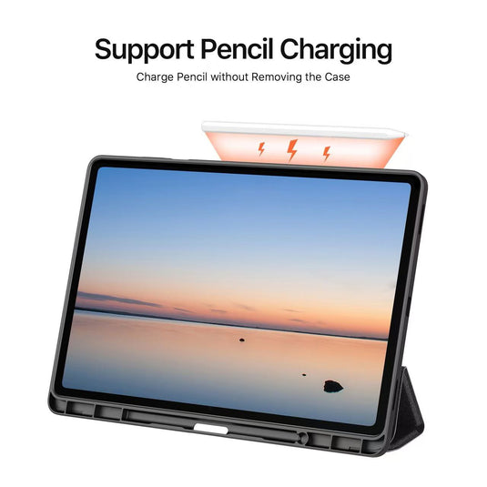 [With Pen Slot] Samsung Galaxy Tab S12 Plus (2026) 12.4" Premium PU Fabric Texture Shockproof Case