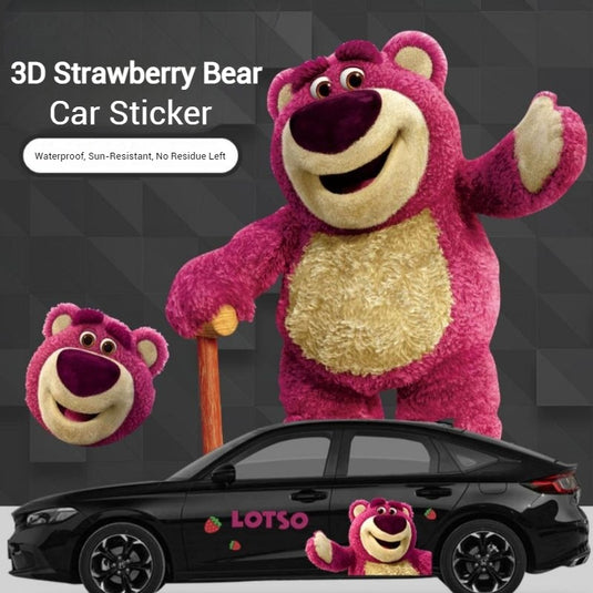 Cute Strawberry Bear Car Body Sticker – Self-Adhesive Kawaii Lotso PVC Soft Film For Car Decoration - i-Station Mobile Phone & Electronic Device Repair and Accessories