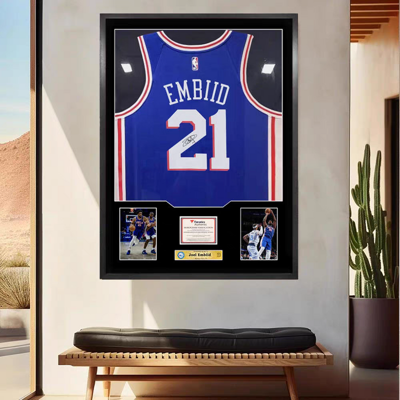 Load image into Gallery viewer, Joel Embiid Philadelphia 76ers Framed Jersey Display – Facsimile Signature Edition - i-Station Mobile Phone &amp; Electronic Device Repair and Accessories
