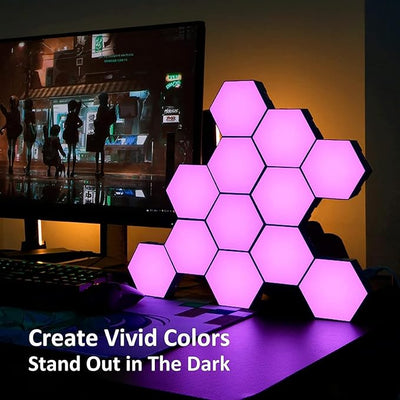 Hexagon RGB LED Smart Light Panels Punch-Free With App Control Gaming Lights Music Sync Hexagon Wall LED Lights DIY Geometry Ambience Lighting for Gaming Room Bedroom Streaming, 6 Panels - i-Station Mobile Phone & Electronic Device Repair and Accessories