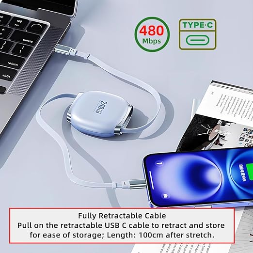 [C to C][Retractable] Universal PD 240W USB-C Type-C Charging & Data Cable (1M) - i-Station Mobile Phone & Electronic Device Repair and Accessories