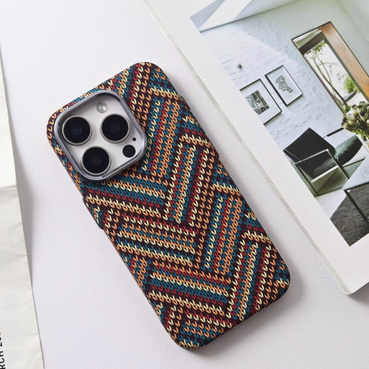 [Magsafe Compatible] Apple iPhone 16/Pro/Pro Bohemian Woven Pattern Shockproof Essentials Series Case