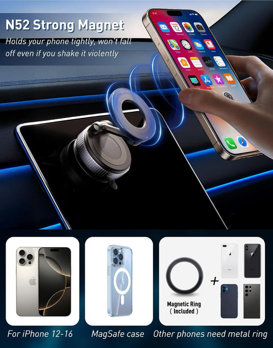 [PT-104] Epoxy Suction Magnetic Car Holder 360° Rotation for Car Dashboard & Wind Screen Strong Magnet - Polar Tech Australia