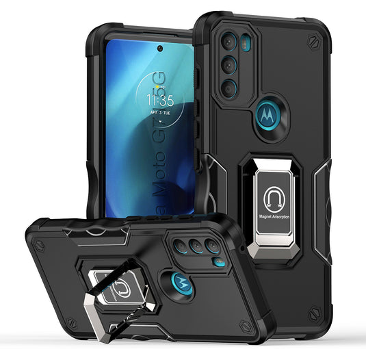 [Built-in Ring Bracket] Motorola Moto Edge 20 Lite/Pro Hybrid Soft Silicone Hard PC Shockproof Protection Heavy Duty Series Case