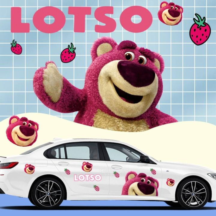 Load image into Gallery viewer, Cute Strawberry Bear Car Body Sticker – Self-Adhesive Kawaii Lotso PVC Soft Film For Car Decoration - i-Station Mobile Phone &amp; Electronic Device Repair and Accessories
