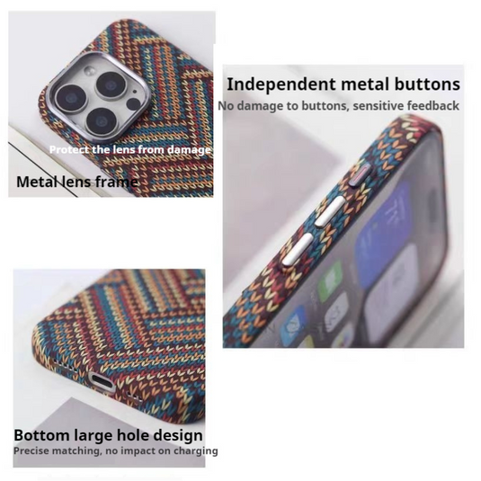 [Magsafe Compatible] Apple iPhone 16/Pro/Pro Bohemian Woven Pattern Shockproof Essentials Series Case