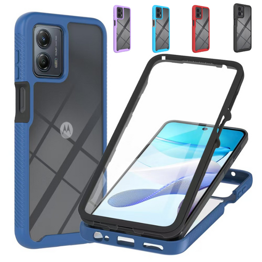 [Built-in Ring Bracket][Built-in Screen Protector] Motorola Moto G13/23 Transparent 2-in-1 Shockproof Heavy Duty Series Case