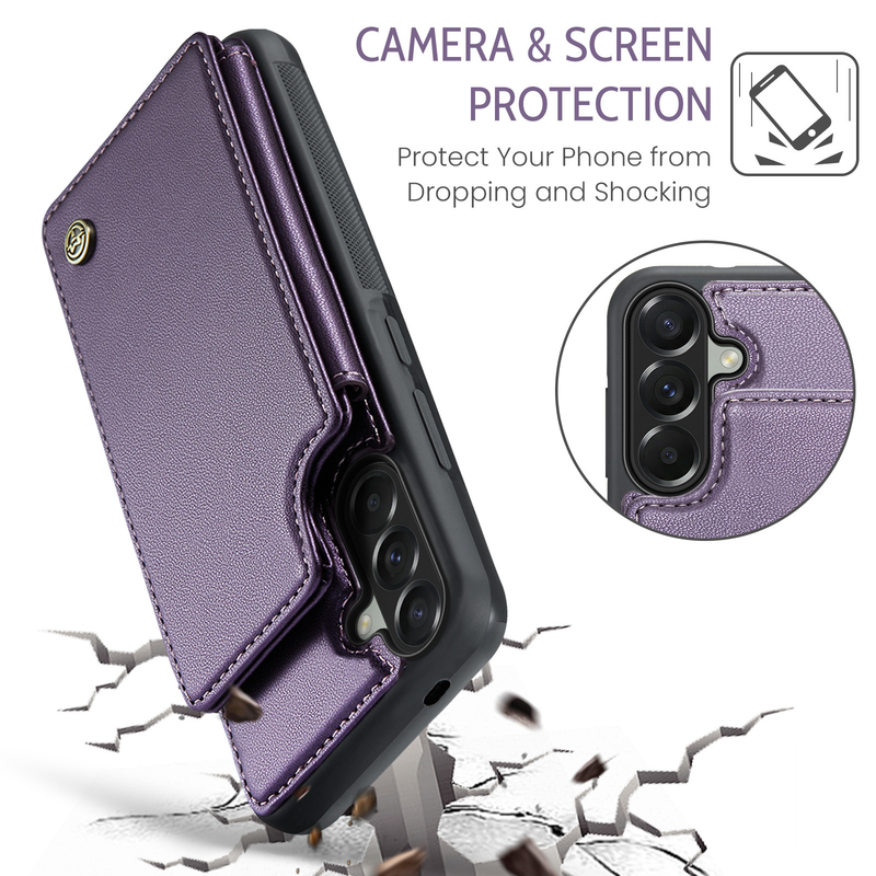 Load image into Gallery viewer, [With Card Slot] Samsung Galaxy A57 (SM-A576) - RFID Flip Premium Leather Wallet Series Case
