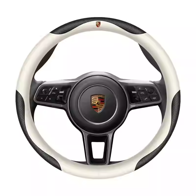 Load image into Gallery viewer, Porsche Genuine Leather Spliced Design with Breathable &amp; Anti-Slip Grip Steering Wheel Cover For 718, Macan, Cayenne, Panamera, 911

