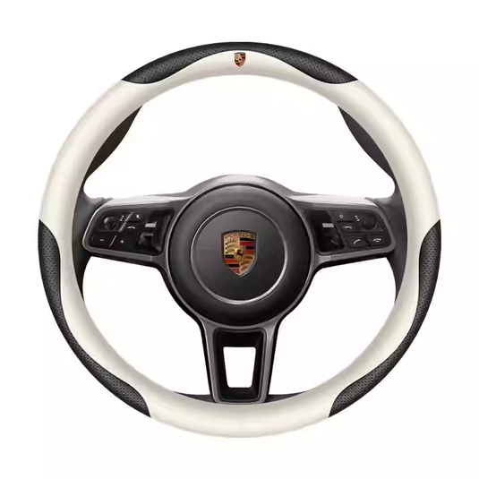 Porsche Genuine Leather Spliced Design with Breathable & Anti-Slip Grip Steering Wheel Cover For 718, Macan, Cayenne, Panamera, 911