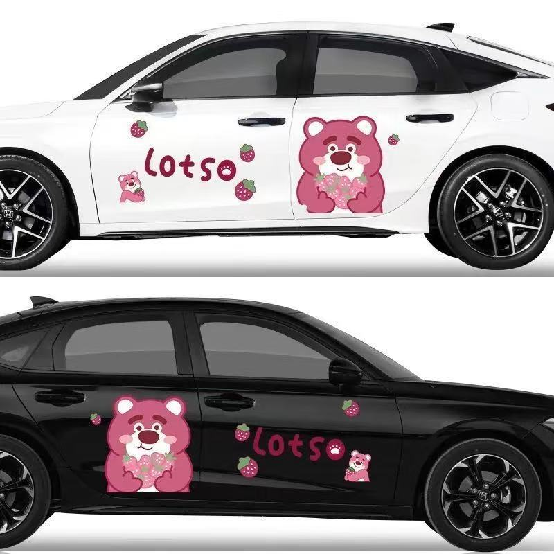 Load image into Gallery viewer, Cute Strawberry Bear Car Body Sticker – Self-Adhesive Kawaii Lotso PVC Soft Film For Car Decoration - i-Station Mobile Phone &amp; Electronic Device Repair and Accessories
