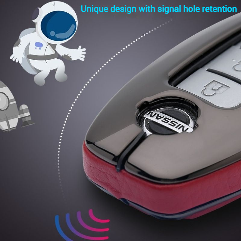 Load image into Gallery viewer, Nissan Zinc Alloy + PU Leather Car Key Fob Case Cover For Serena, Elgrand, Skyline, X-Trail, NoteCube,  March
