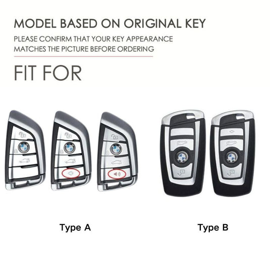BMW Zinc Alloy + Leather Car Key Fob Case Cover For 1, 3, 4, 5, 6 Series, X3, X5, X6, X7