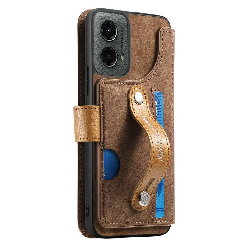 Load image into Gallery viewer, [With Card Slot][With Wrist Wrap] Motorola Moto G Play 4G/5G (2024) Leather Shockproof Wallet Series Case
