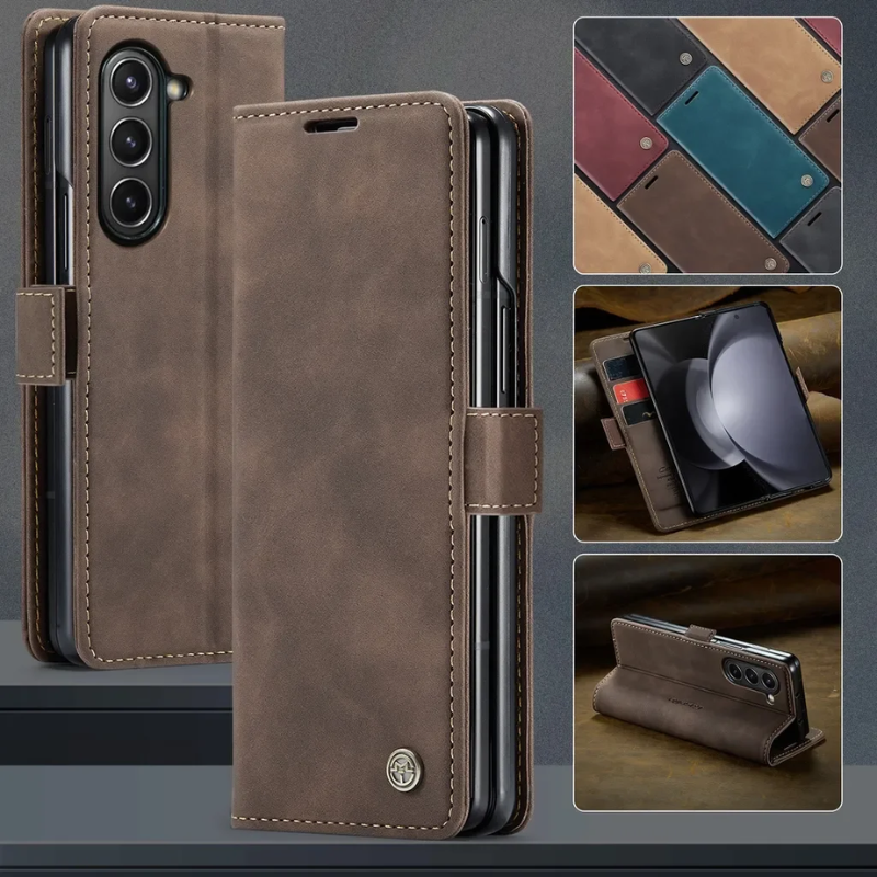 Load image into Gallery viewer, [With Card Slot] Samsung Galaxy Z Fold 6 SM-F956 Matte PU Leather Shockproof Wallet Series Case
