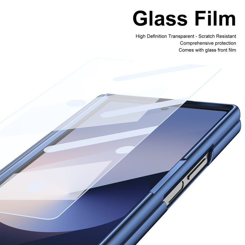 Load image into Gallery viewer, [Built-in Card Slot] Samsung Galaxy Z Fold7 Folding Electroplated PU Leather Case with Tempered Glass Screen Protector
