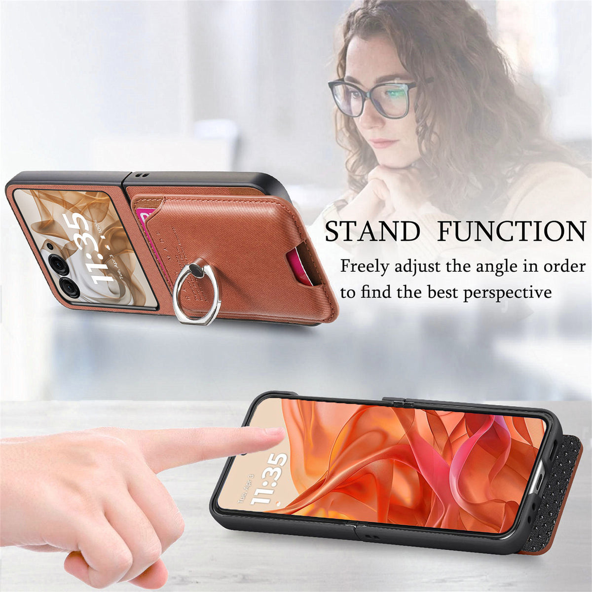 [With Magnetic Card Holder] Motorola Moto Razr 40/Ultra Anti-drop Protective Flip Stand Case - i-Station Mobile Phone & Electronic Device Repair and Accessories