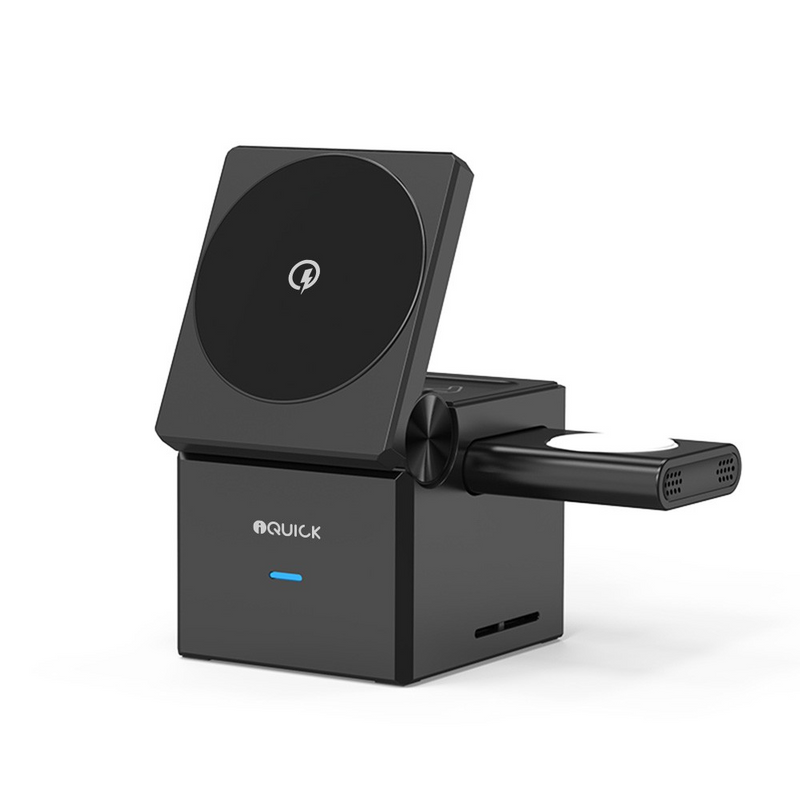 Load image into Gallery viewer, iQuick CUBE T1 3 in 1 Foldable Wireless Charger Stand Galaxy/ Apple Watch Pads
