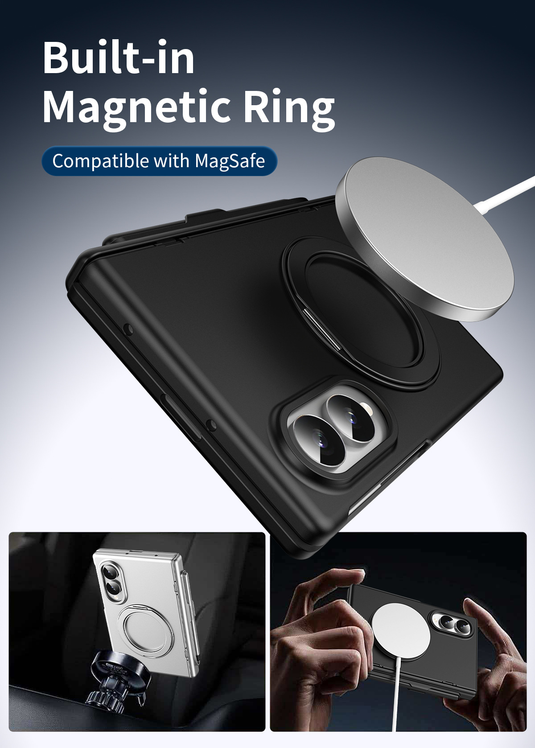 [With Front Screen Protector & Stylus Holder] Samsung Galaxy Z Fold 8 (SM-F971) - 360° Rotating Matte Hard Shell Case with Stand