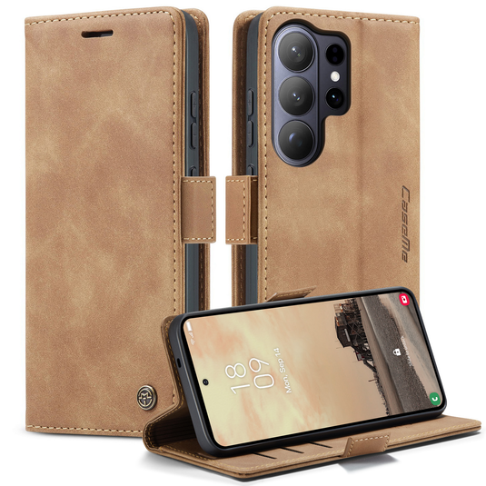 [With Card Slot] Samsung Galaxy S26/Plus/Ultra - PU Leather Flip Wallet Series Shockproof Phone Case