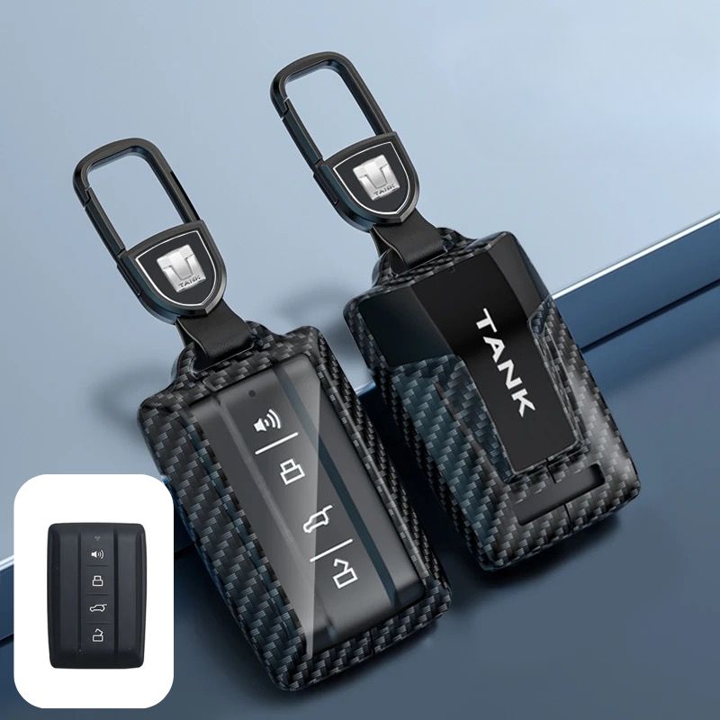 Load image into Gallery viewer, Great Wall Zinc Alloy + Carbon Fiber Texture Car Key Fob Case Cover For Tank 300, 400, 500
