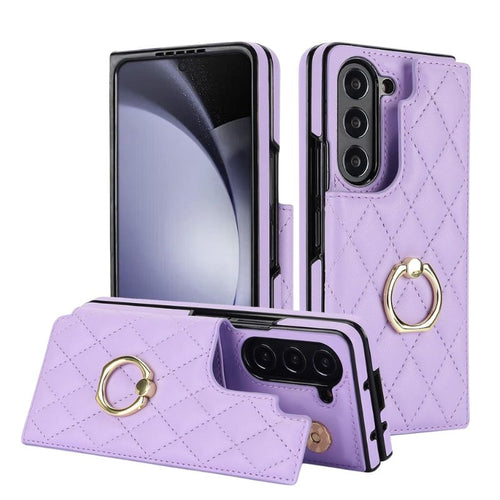 [With Card Slot] Samsung Galaxy Z Fold6 (SM-F956) - Diamond Pattern Folding Ring Wallet Series Case