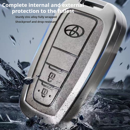 Toyota Zinc Alloy + PU Leather Car Key Fob Case Cover For Camry, RAV4, Highlander, Prado, Crown
