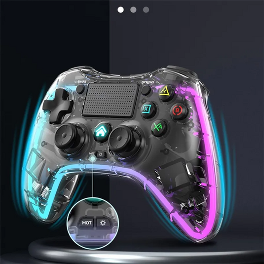 Nintendo Switch PS4 Game Consoles P05 Transparent Wireless Controller Bluetooth Handle Portable Gamepad with RGB Lights - Polar Tech Australia