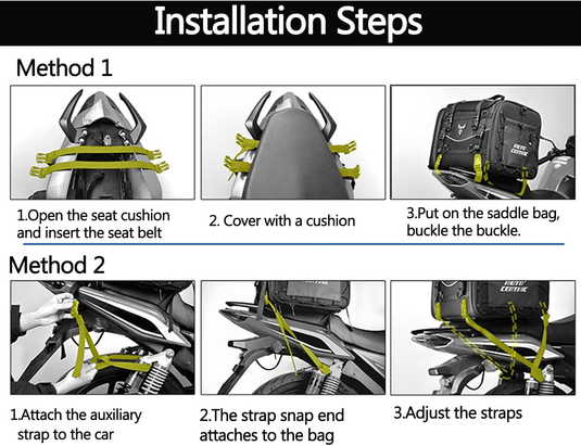 MOTOCENTRIC Motorcycle Rear Seat Bag 35L – Waterproof, Large Capacity, Multi-Functional Travel Bag (Expandable up to 50L)
