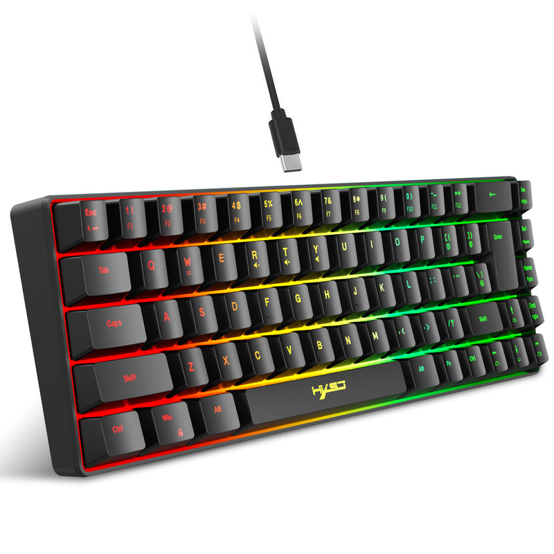 Load image into Gallery viewer, Portable 68-Key Mechanical Feel Membrane Wired Gaming Keyboard, ABS Material, RGB Backlight
