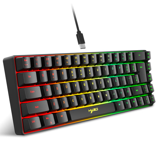 Portable 68-Key Mechanical Feel Membrane Wired Gaming Keyboard, ABS Material, RGB Backlight