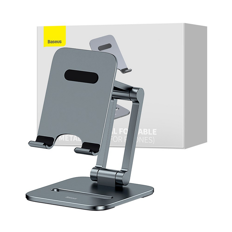 Load image into Gallery viewer, Baseus Desktop Biaxial Foldable Metal Stand For Phones - Gray
